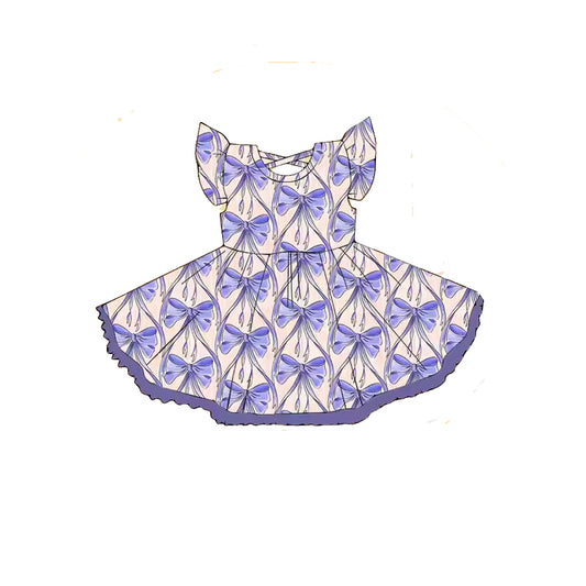 GSD2205Purple Baby Girls Dress with Flutter Sleeves Cute Infant Girl's Clothing Soft Lightweight Kids Fashion