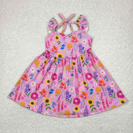 4.17 GSD2208 RTS NO MOQ Baby Girls Summer Dress baby girl clothes floral flying sleeve dress