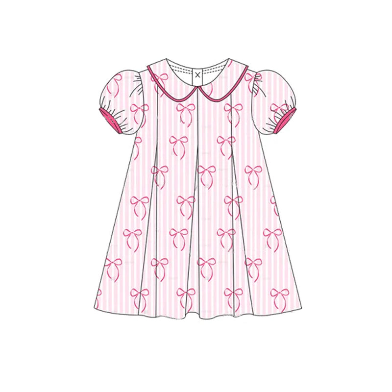 Girls Pink Stripe Bow Tunic Ruffle Shorts Outfit Set - Cute Casual Clothing for Girls