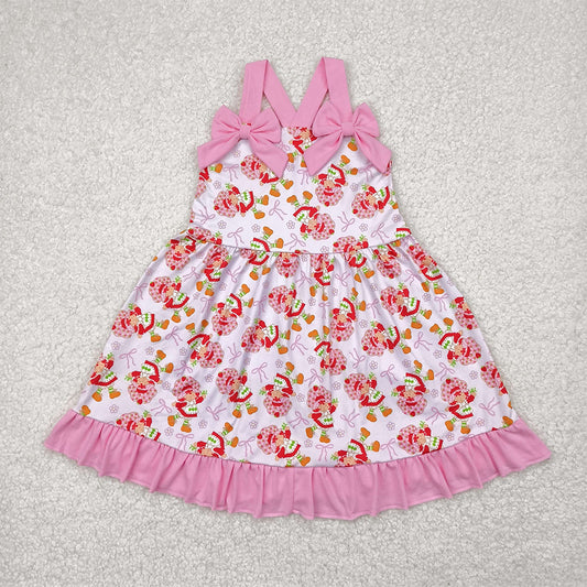 5.17   GSD2213 RTS NO MOQ Baby Girls Summer Dress Baby Girls Strawbrry Pink Dress
