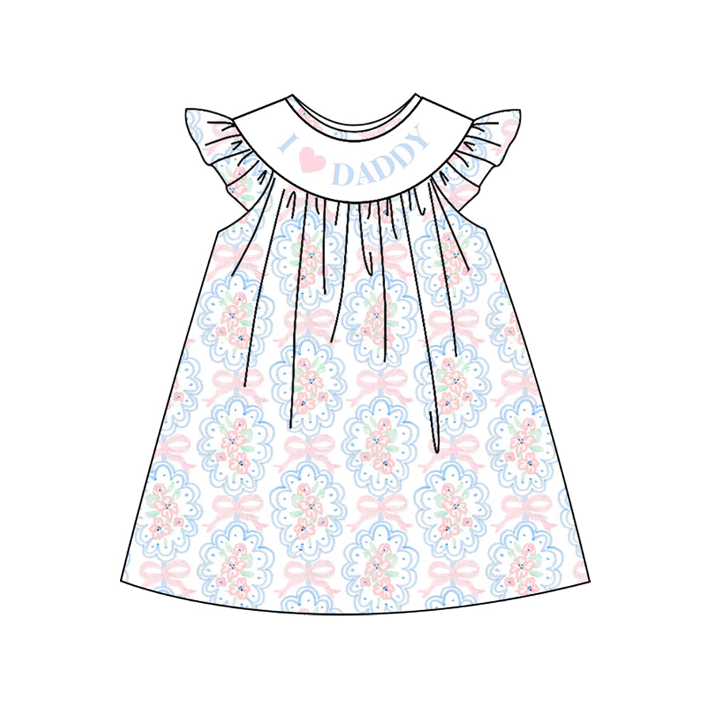 Girls Floral Bow Tunic Ruffle Shorts Set Cute I Love Daddy Clothing for Little Girls