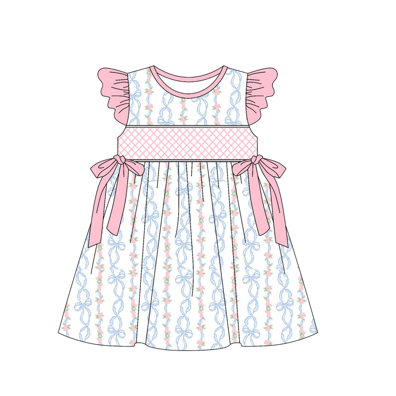 Baby Girls Blue Bow Tunic Top with Pink Ruffle Shorts Set Cute Outfit for Infants Baby Girl Clothing Set
