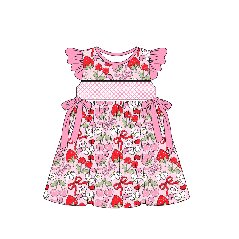 Girls Tunic Ruffle Shorts Set with Flutter Sleeves And Strawberry Bow - Cute Casual Outfit for Little Girls