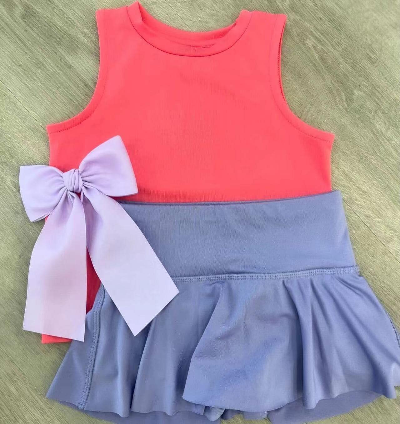 GSD2242Sleeveless watermelon red top skirt girls active wear set