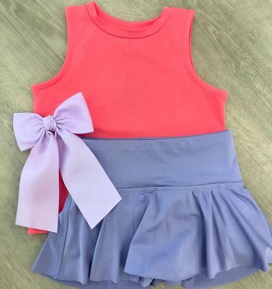 GSD2242Sleeveless watermelon red top skirt girls active wear set
