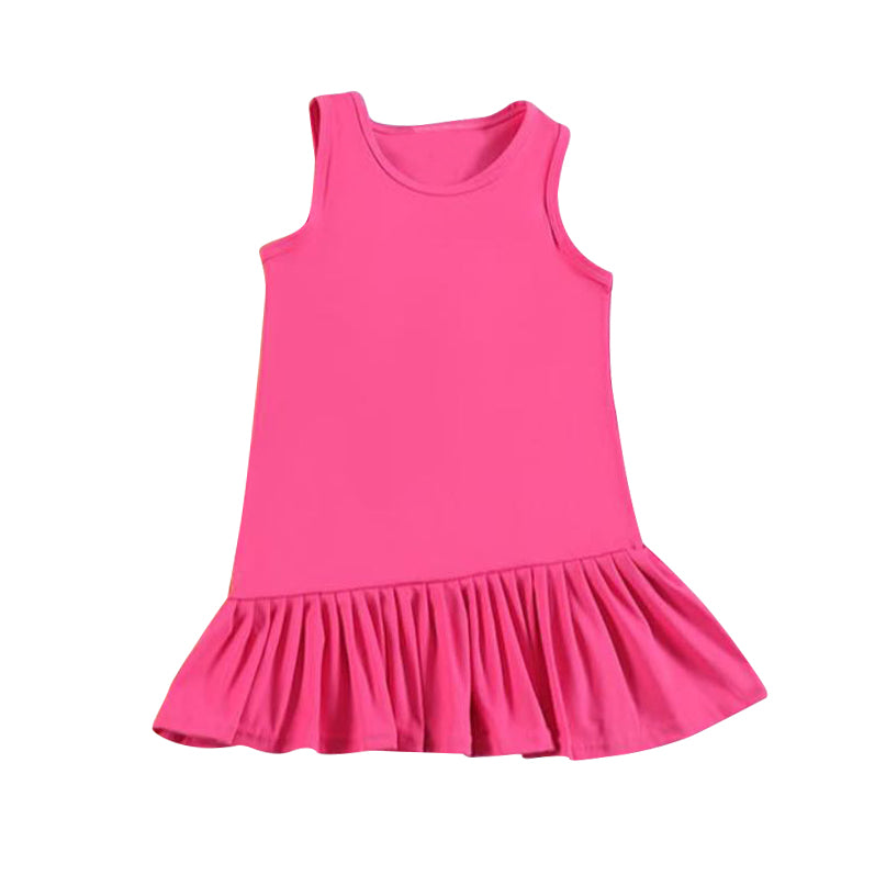 Kids Girls Sleeveless Yellow Ruffle Summer Athletic Dresses - Lightweight Comfortable Girls' Clothing for Warm Weather
