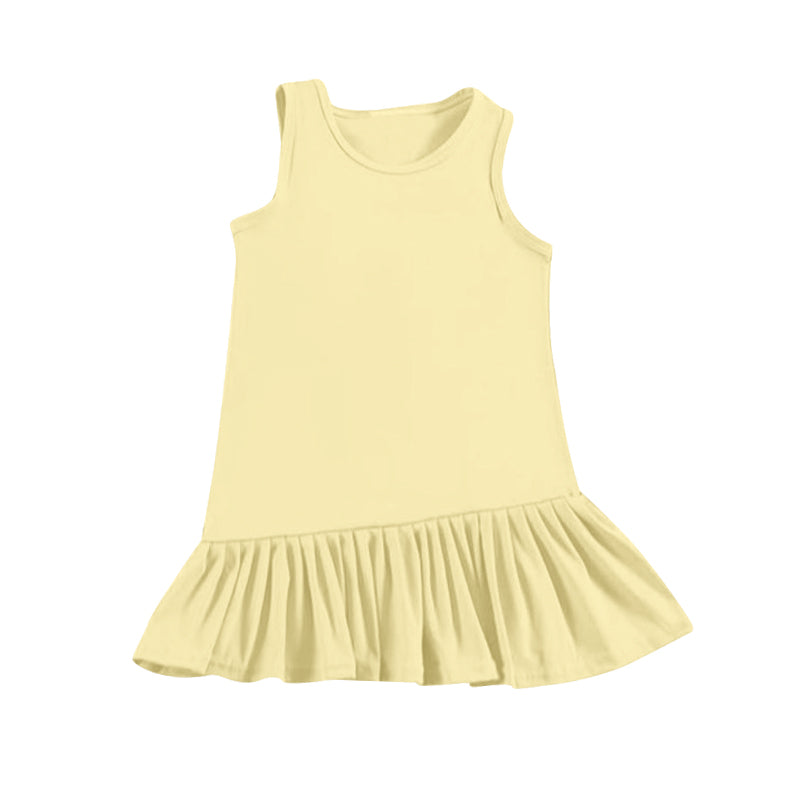 Kids Girls Sleeveless Yellow Ruffle Summer Athletic Dresses - Lightweight Comfortable Girls' Clothing for Warm Weather