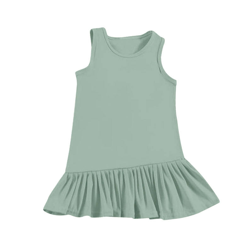 Kids Girls Sleeveless Yellow Ruffle Summer Athletic Dresses - Lightweight Comfortable Girls' Clothing for Warm Weather
