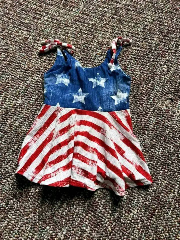 GSD2269 Pre order Stars straps stripe baby girls 4th of july dresses