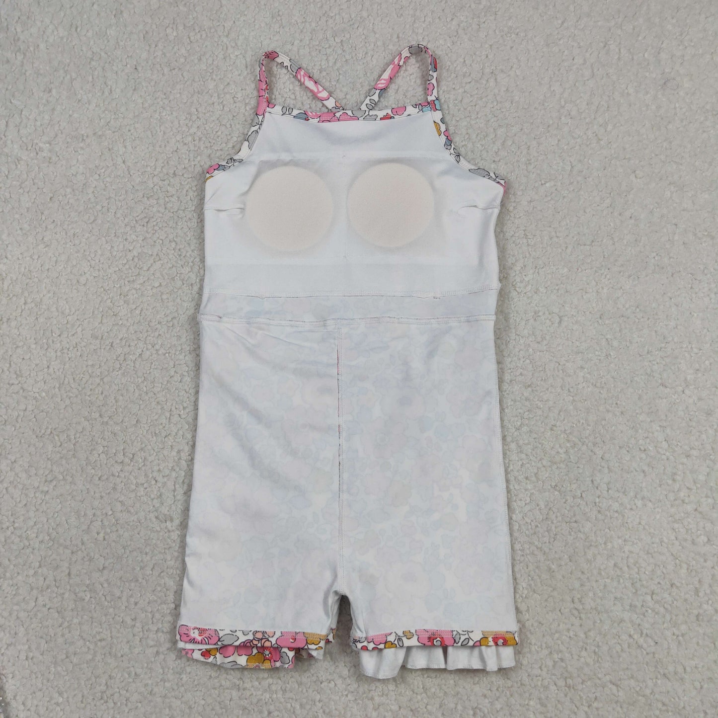 GSD2278 RTS NO MOQ （In stock ）Straps pink floral ruffle kids girls athletic dresses
