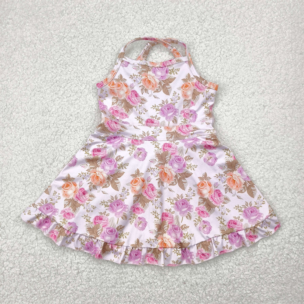 6.27    GSD2280 RTS NO MOQ  Baby Girls Summer Dress baby girl clothes yoga floral sleeveless dress