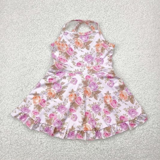 6.27    GSD2280 RTS NO MOQ  Baby Girls Summer Dress baby girl clothes yoga floral sleeveless dress