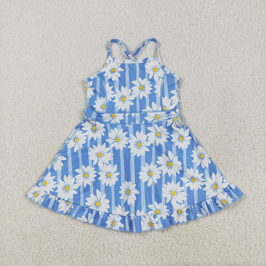 7.15  GSD2283 RTS NO MOQBaby Girls Summer Yoga Dress Baby Girls Active Waer Daisy Yoga Dress