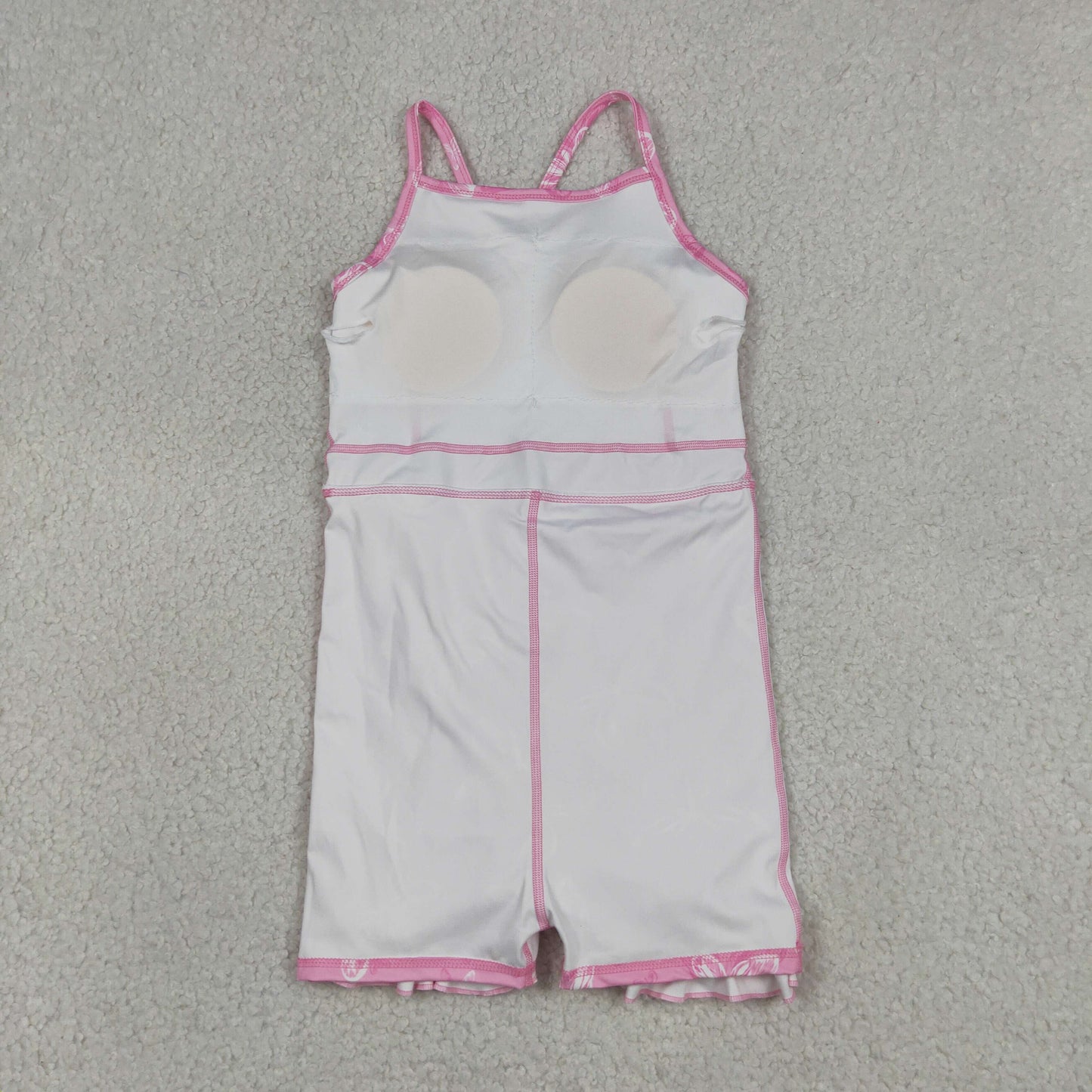 GSD2292 RTS NO MOQ （In stock）Straps pink butterfly ruffle kids girls athletic dress