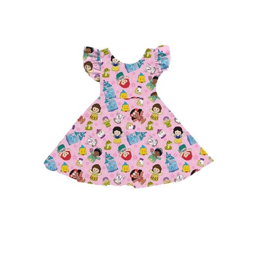 4.28 GSD2305 Pre order Pink flutter sleeves fish princess girls dresses