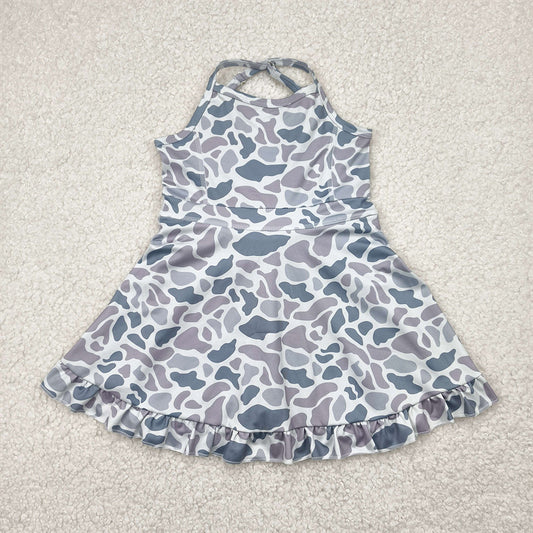 USA Shop (in stock) GSD2308  Baby Girls Summer Dress baby girl clothes yoga camouflage sleeveless dress
