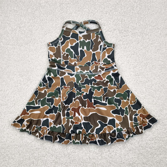 6.27   GSD2309 RTS NO MOQ Baby Girls Summer Yoga Dress baby girl clothes yoga camouflage sleeveless dress