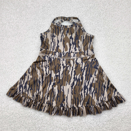 USA Shop (in stock)GSD2314 RTS NO MOQ Baby Girls Summer Yoga Dress baby girl clothes yoga camouflage sleeveless dress
