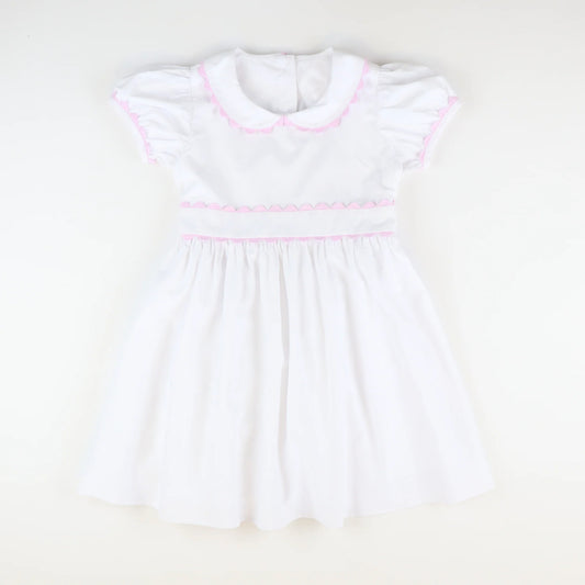 4.24 GSD2315 Pre order White pink short sleeves kids girls summer dresses