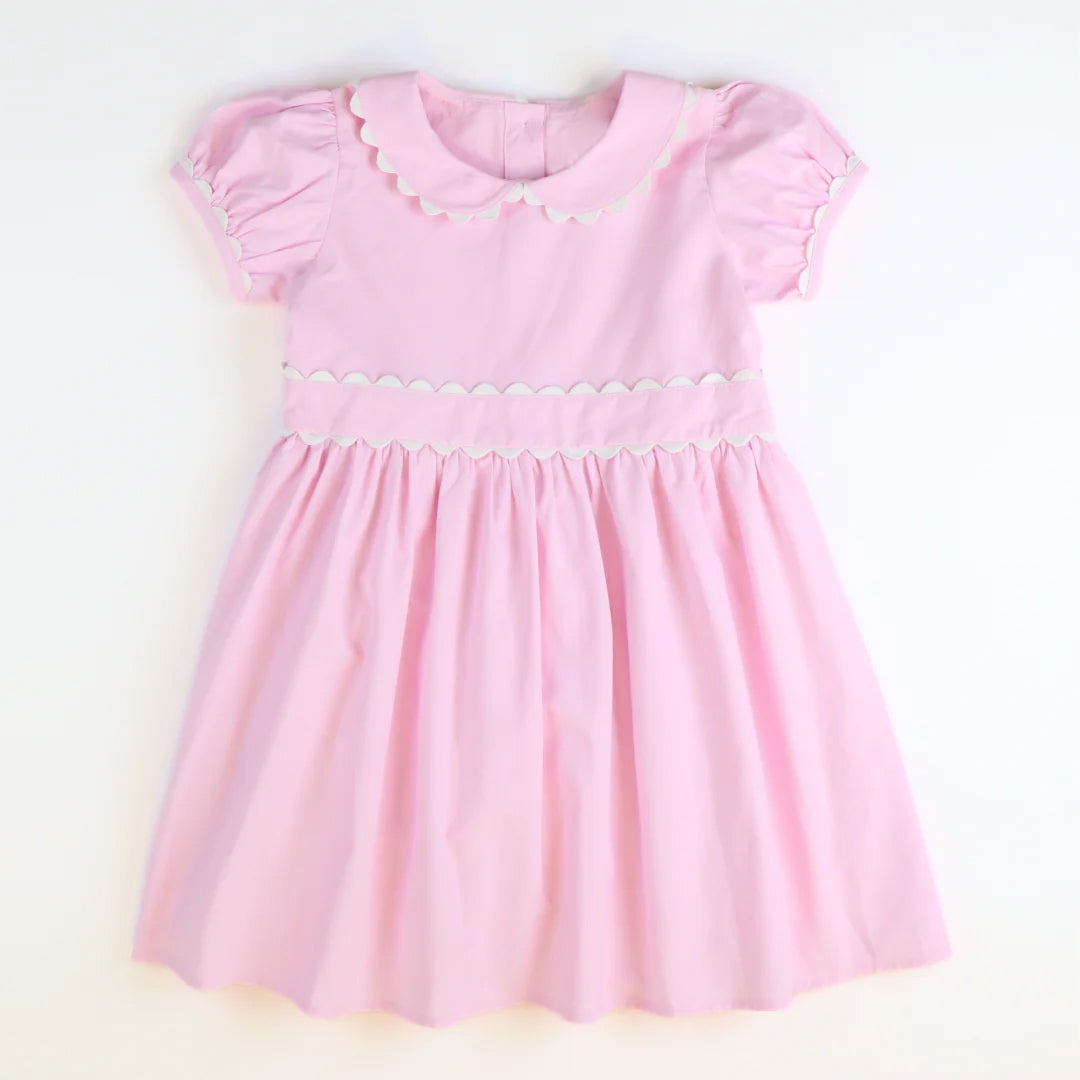 4.26 GSD2317 Pre order Pink white short sleeves kids girls summer dresses