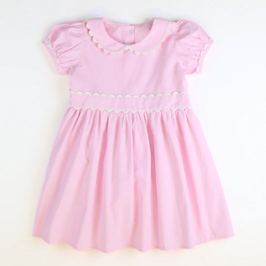4.26 GSD2317 Pre order Pink white short sleeves kids girls summer dresses