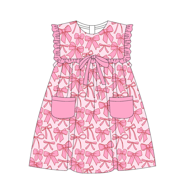 4.24 Pre order Baby Girls Pink Ruffle Pockets Bow Clothing Set Cute Outfit with Pockets for Little Ones