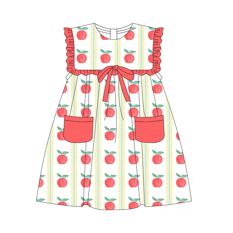 4.24 Pre order Girls Ruffle Apple Bow Tunic Ruffle Shorts Set Back to School Clothes Cute Kids Outfit with Bow Detailing