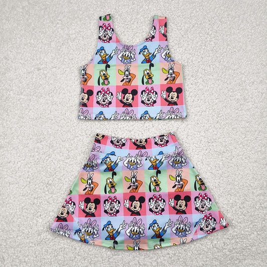 6.11   GSD2333 RTS NO MOQ Baby Girls Summer Yoga Outfits Baby Girls Active Wear Cartoon Mouse Yoga Dress