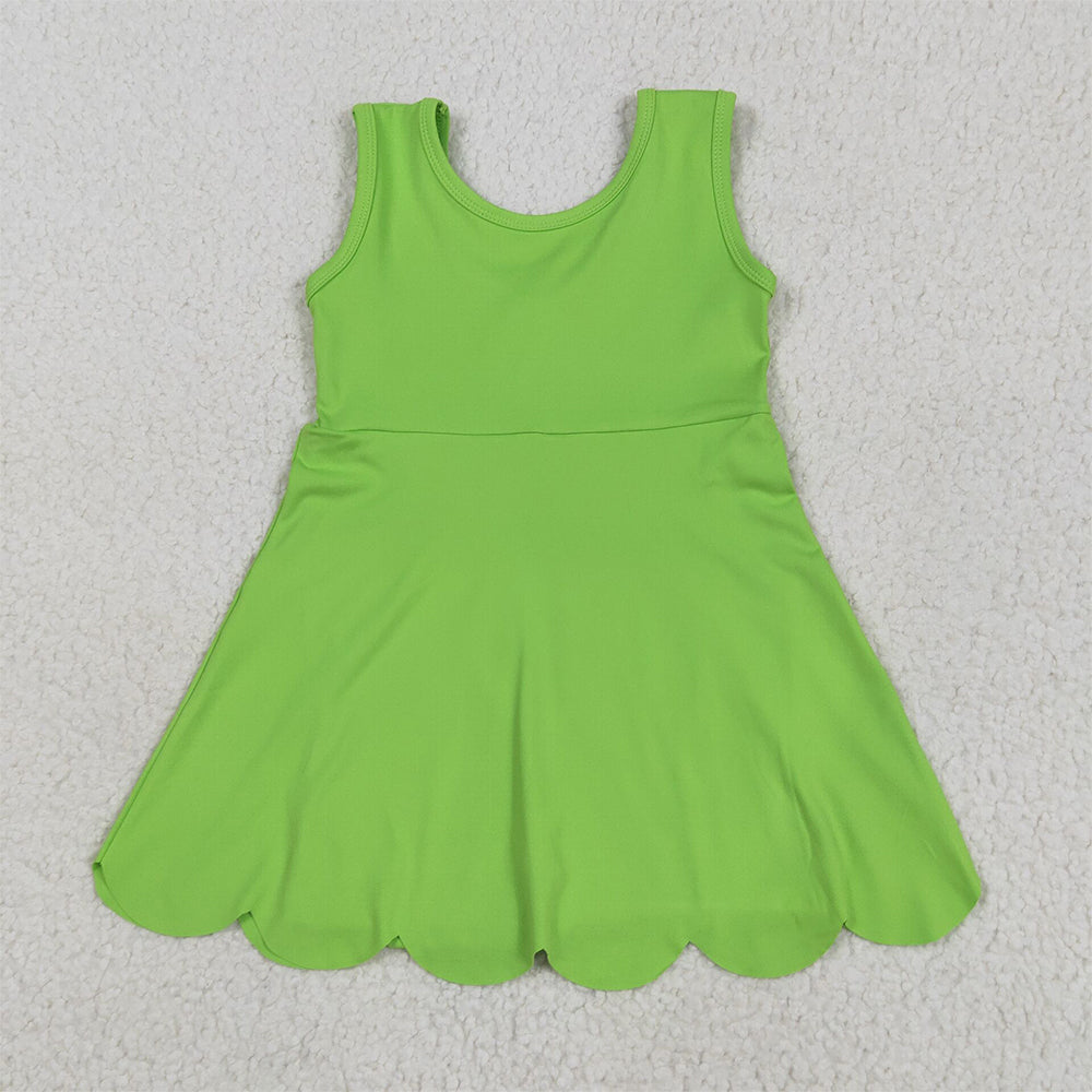 GSD2351RTS NO MOQ Baby Girls Summer Yoga Dress Baby Girls Active Waer Green Yoga Dress