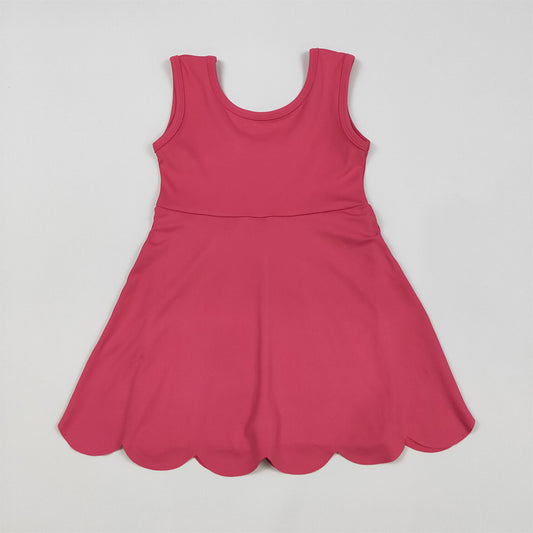 7.05 GSD2352RTS NO MOQ Baby Girls Summer Yoga Dress Baby Girls Hot Pink Sleeveless Yoga Active Knee Length Dresses