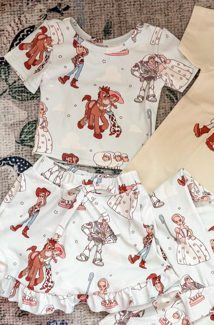 8.27  Pre order Baby Girls' Cartoon Donkey & Star Print Top And Skirt Set Cute Baby Outfit for Girls Ages 3-18 Months