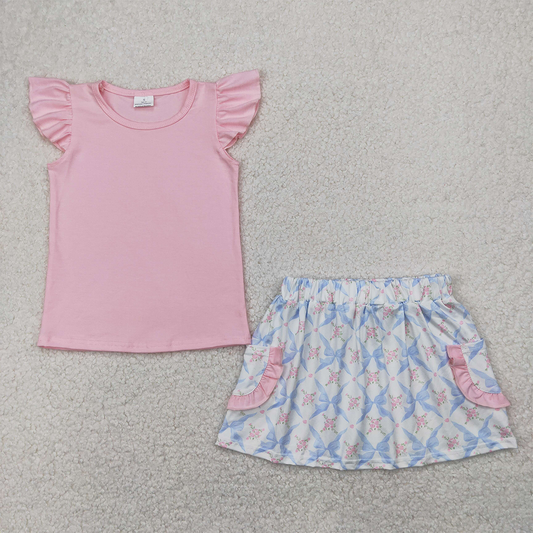 4.09 GSD2360 RTS NO MOQ  Baby Girls Summer Outfits Baby Girls Pink Top Floral Shorts Set