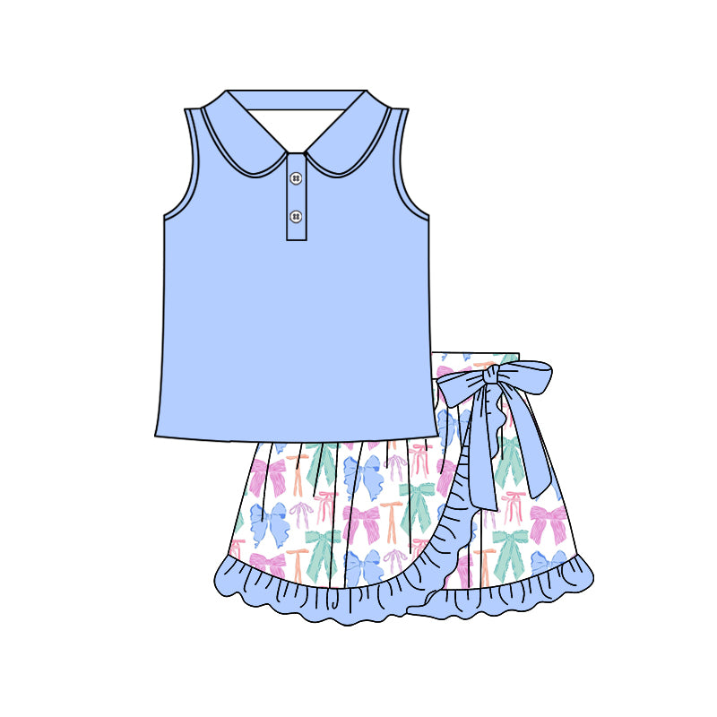 6.24  Pre order Baby Girls Black Sleeveless Button Top with Colorful Leopard Print Ruffle Skirt Set for Special Occasions