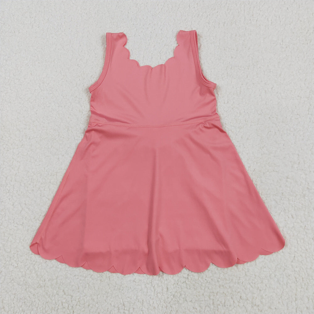 8.18  Sibling Baby Girls Summer Yoga Dress Peach sleeveless kids girls summer athletic dresses