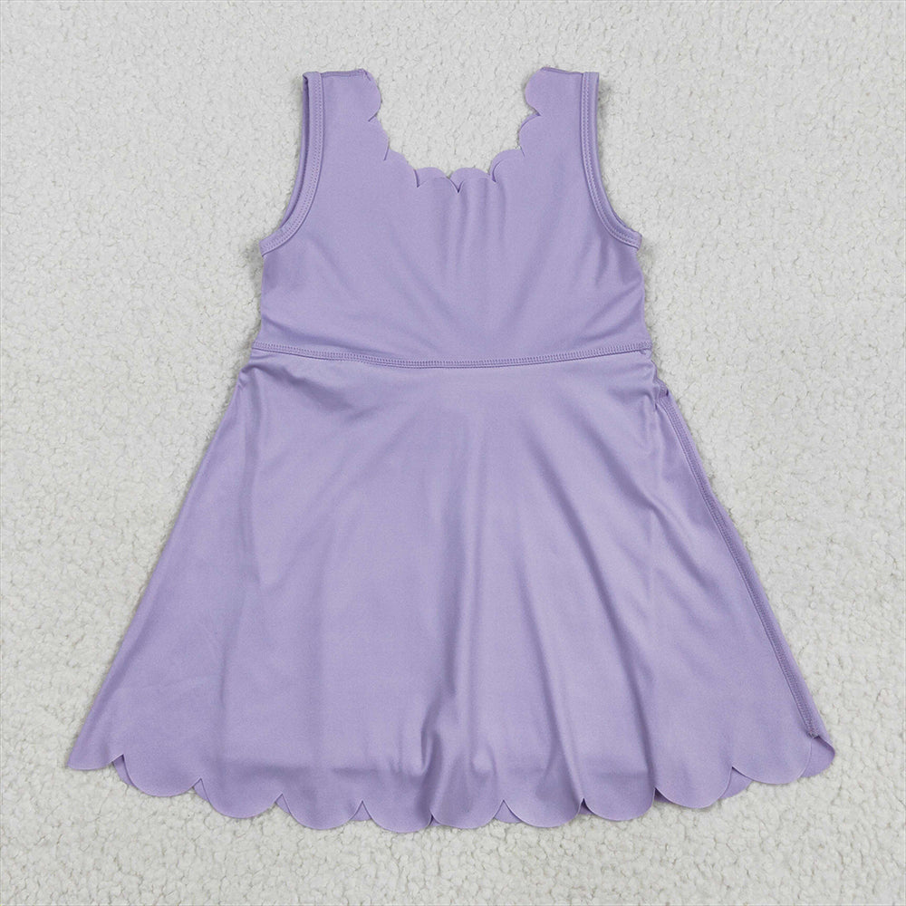 8.18  Sibling Baby Girls Summer Yoga Dress Peach sleeveless kids girls summer athletic dresses