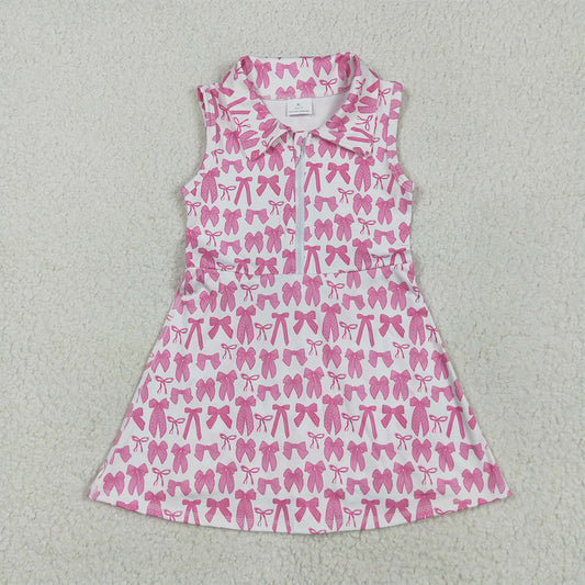 6.13  GSD2379 RTS NO MOQ Baby Girls Summer Yoga Dress  baby girl clothes yoga bow sleeveless dress