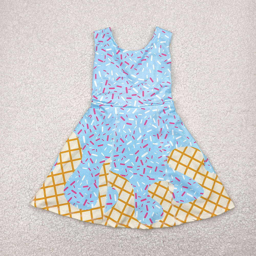 4.11 GSD2380 RTS NO MOQ Baby Girls Summer Yoga Dress baby girl clothes yoga team sleeveless dress