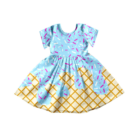 4.11 GSD2381 Pre order baby girl clothes team blue short sleeve dress