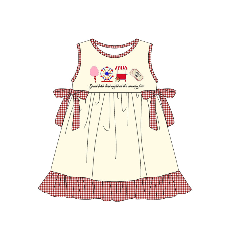 6.13 Pre order Baby Girls Baby Boys Summer Ice Cream Ferris Wheel Cart English Print Short Sleeve Plaid Shorts Suit Dress Climbing Clothes Suit