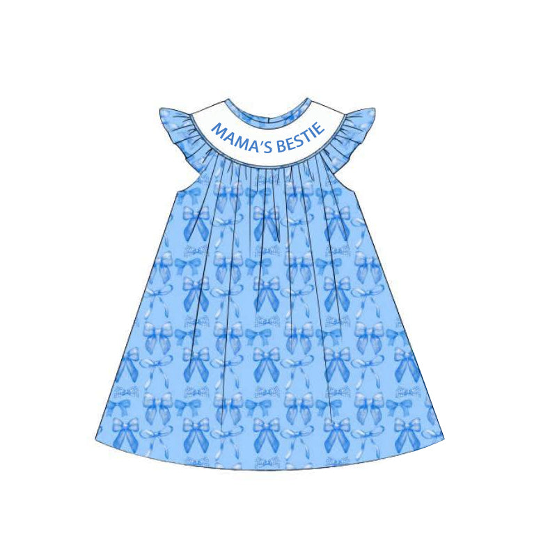 6.13  Pre order baby girl clothes MAMA BESTIE blue sleeveless dress