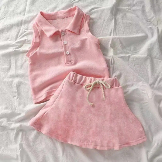 4.28 GSD2388 Pre order baby girl clothes yoga pink sleeveless dress