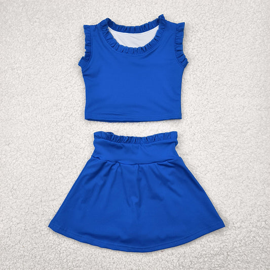 4.28 GSD2391 RTS NO MOQ Baby Girls Yoga Outfits baby girl clothes yoga blue sleeveless dress