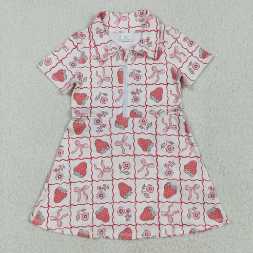 11.8 RST Sibling Baby Girls Short Sleeves Flowers Golf Zipper Knee Length Dresses