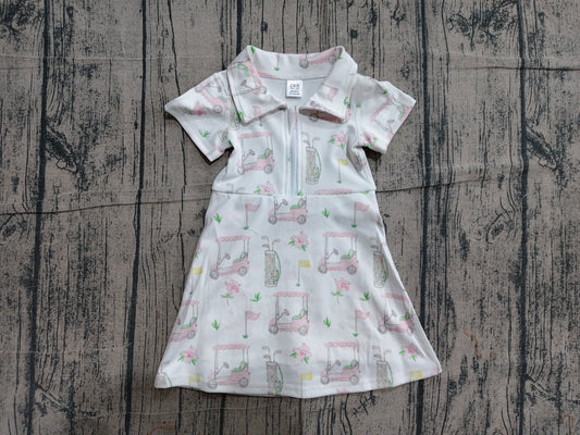 4.22 GSD2410 Sample No Moq Short sleeves golf zipper kids girls polo athletic dress