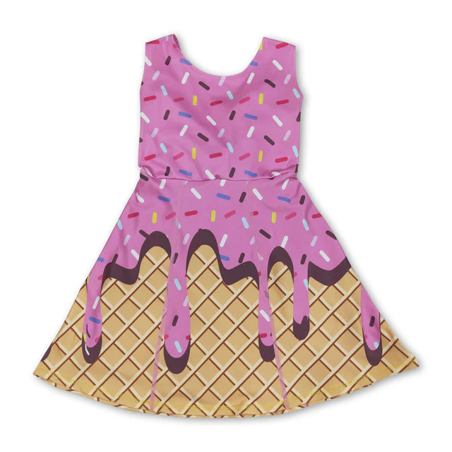 USA Warehouse (IN STOCK) Baby girls Solid color Straps floral ruffle athletic dresses and swimsuit set