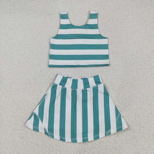6.26  GSD2432 RTS NO MOQ Baby Girls Summer Yoga Outfits baby girl clothes yoga striped sleeveless dress