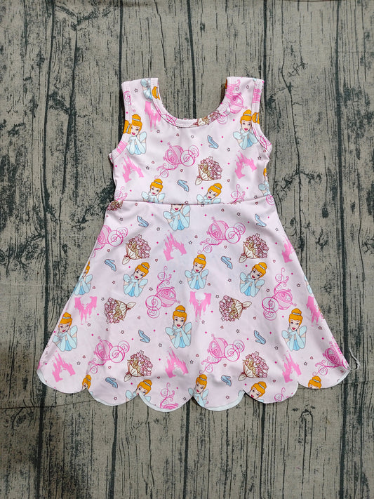 4.16 GSD2489 Sample No Moq Preorder moq 5 Baby Girls Pink Sleeveless Yoga Knee Length Dresses