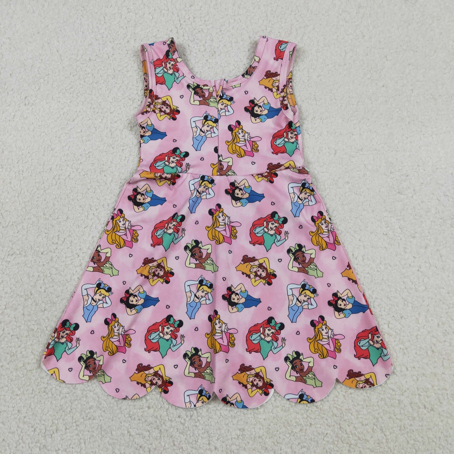 GSD2491  RTS NO MOQ （In stock ）Baby Girls Pink Sleeveless Shorts Yoga Knee Length Dresses