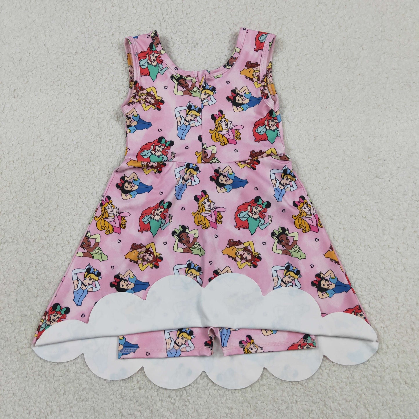 GSD2491  RTS NO MOQ （In stock ）Baby Girls Pink Sleeveless Shorts Yoga Knee Length Dresses