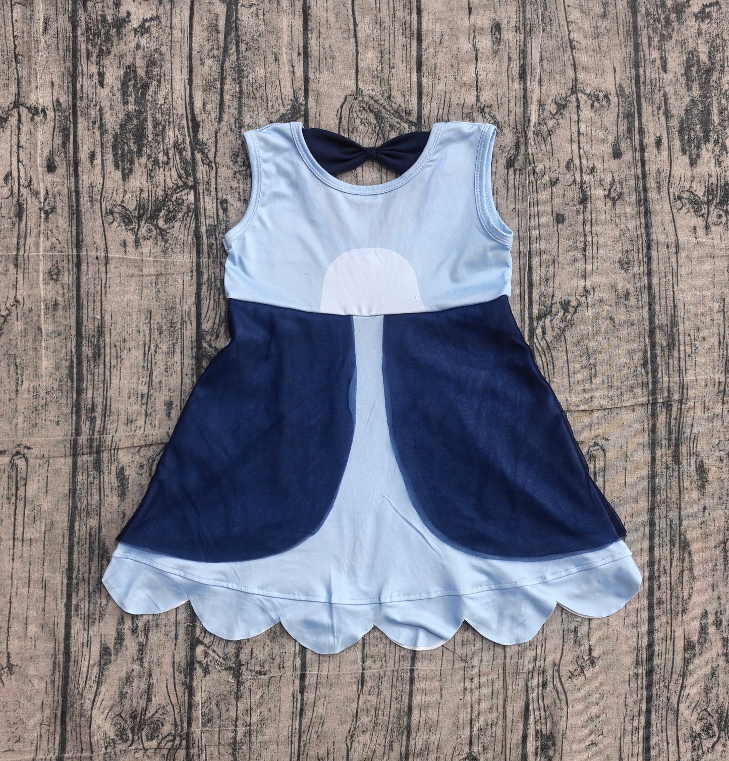 4.28 GSD2515 Sample No Moq Sleeveless blue dog bow kids girls summer dress